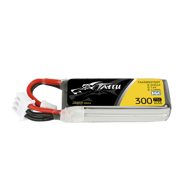 Tattu 300mAh 7.6V 75C 2S1P Lipo Battery Pack With JST-PHR Plug