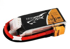 Tattu 1300mAh 11.1V 75C 3S1P Lipo Battery Pack Racing with XT60 plug